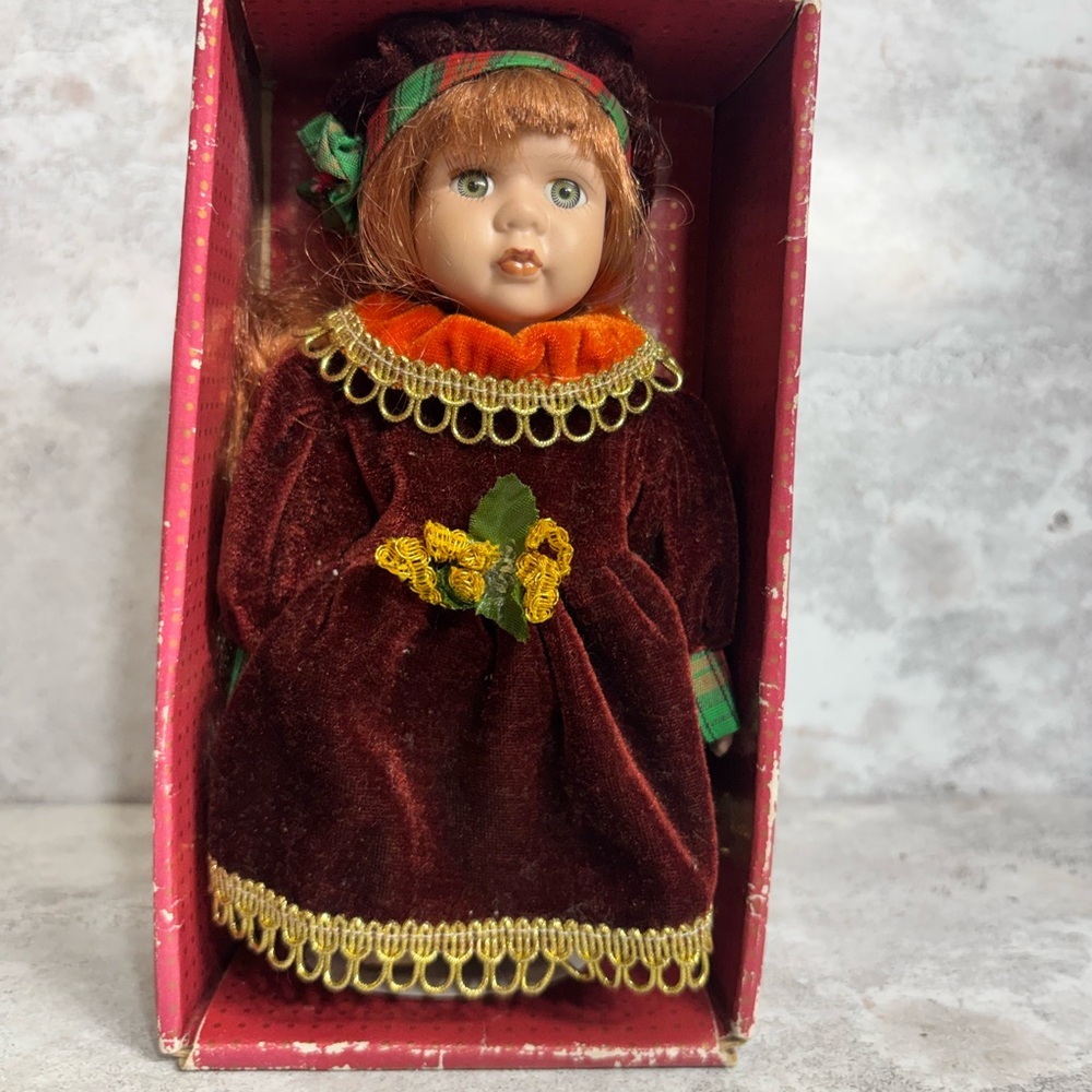 Vintage Doll with Velvet Dress